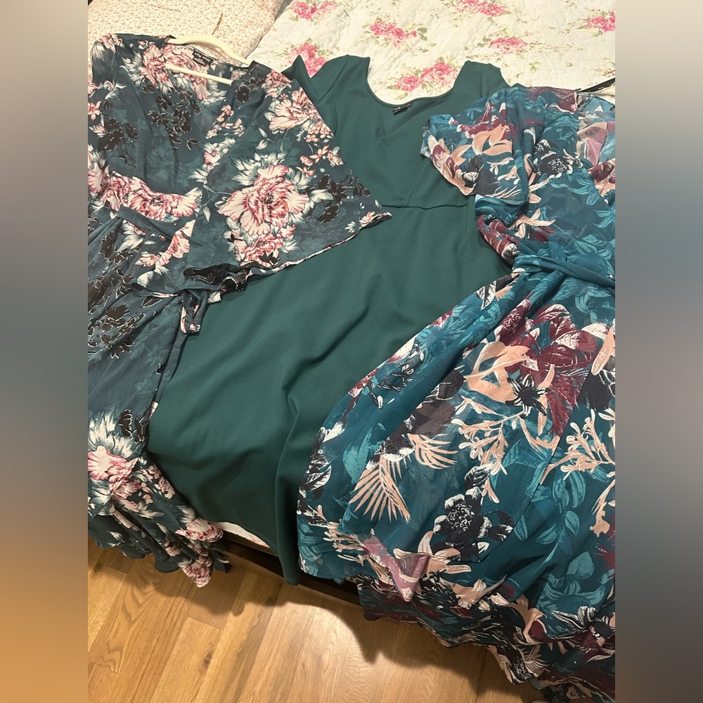 Set of 3 gently used City Chic alpine green/teal dresses (2Wrap) 18W